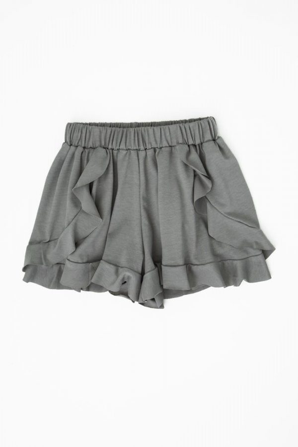The Grey Ruffled Jersey Shorts